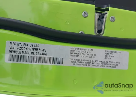 2023 Dodge Charger Gt z USA, uszkodzony, nr VIN 2C3CDXHG7PH671526